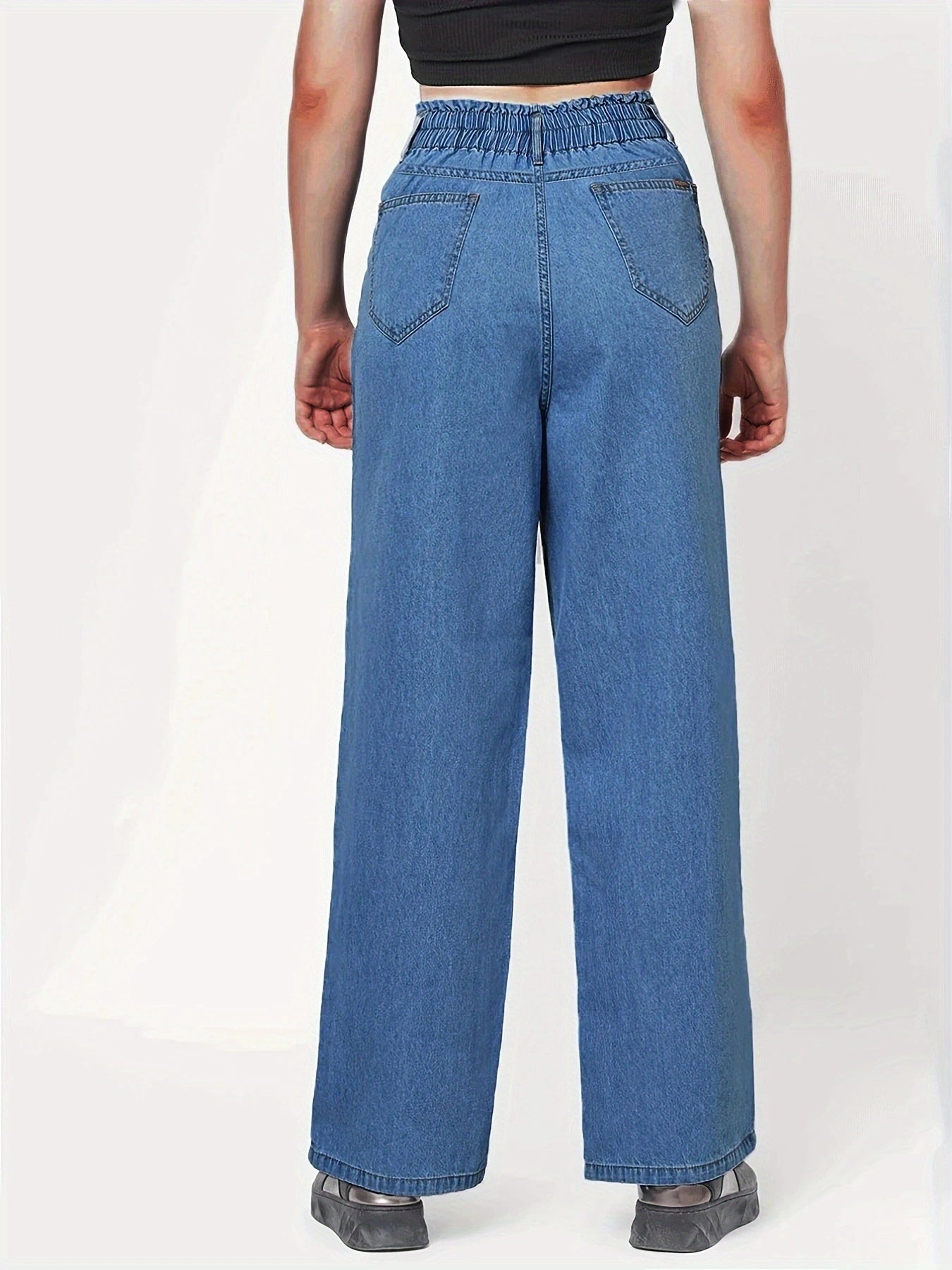 Wide Leg Straight Jeans Loose Fit Denim Pants Women's Clothing