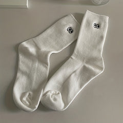 2 Pairs Eyes Pattern Socks Comfy & Mid Tube Women's Stockings