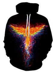 Men's 3D Phoenix Graphic Hoodie Stretchable Breathable Sweatshirt