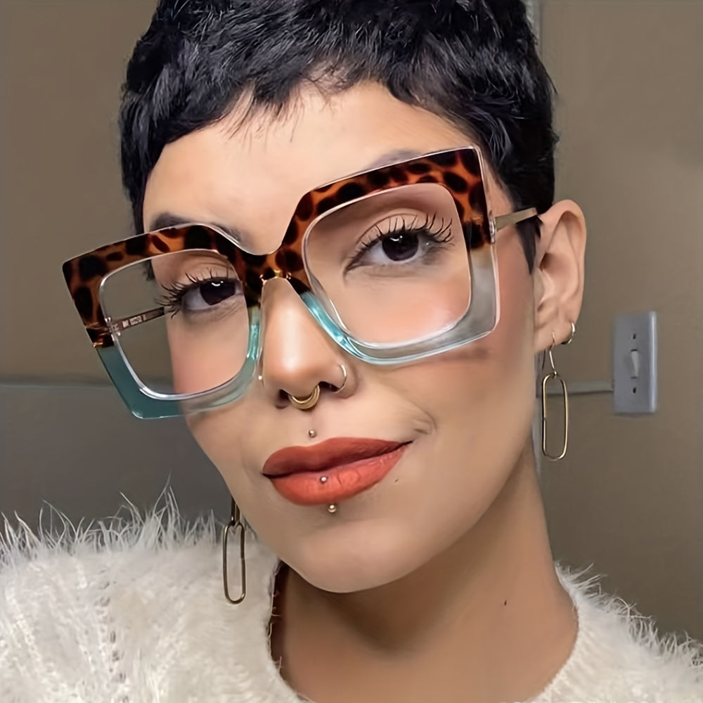 Women Oversized Square Cat Eye Glasses Vintage Retro Eyeglasses