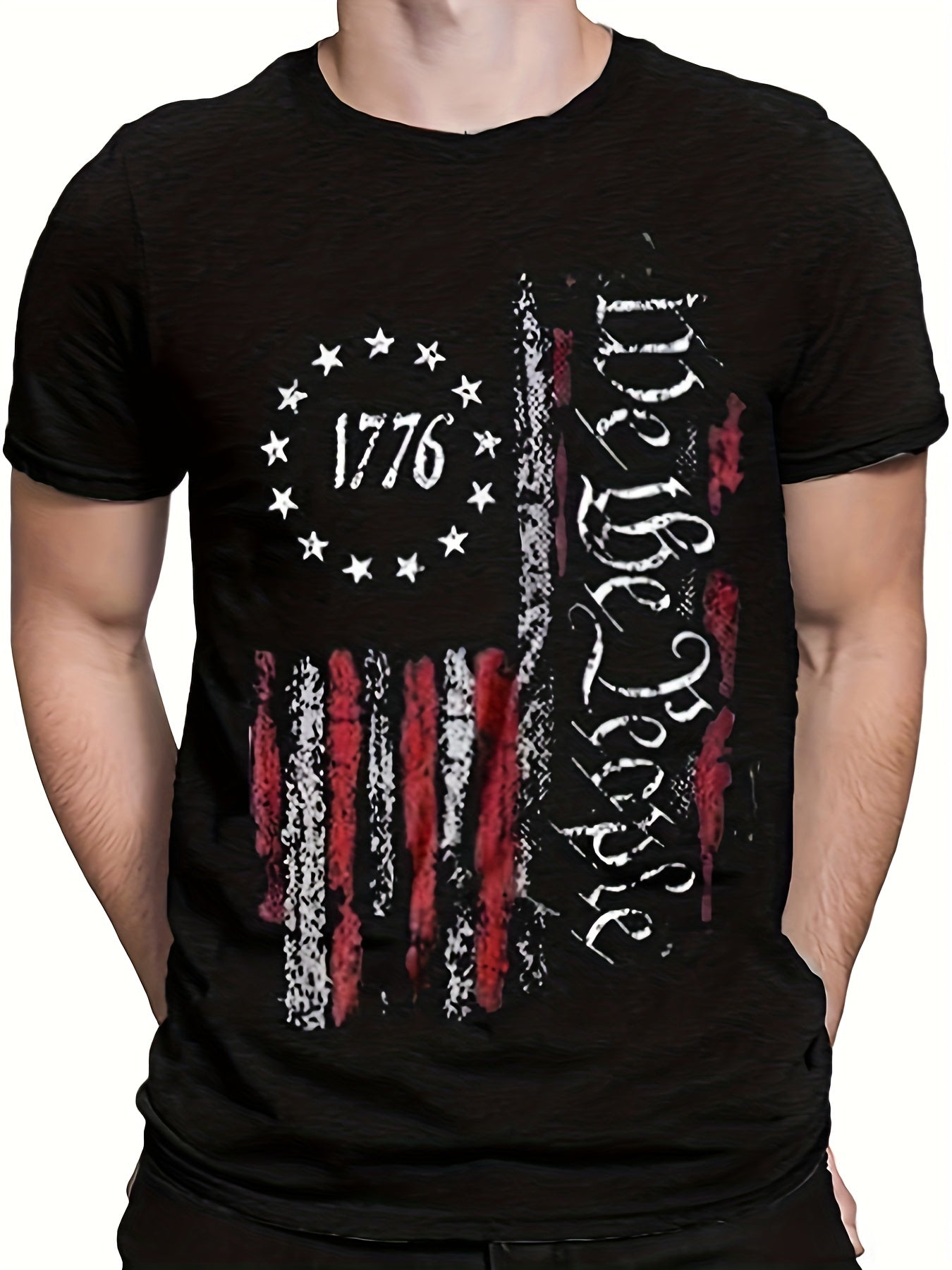 Vintage American Flag T Shirt Men 3D Print Breathable Stretchy Casual Tee Summer