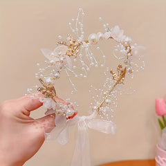 Pearl Flowers Wreath Hair Hoop Headband For Girls