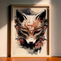 Abstract Fox & Flower Wall Stickers for Kids Room Nursery Home