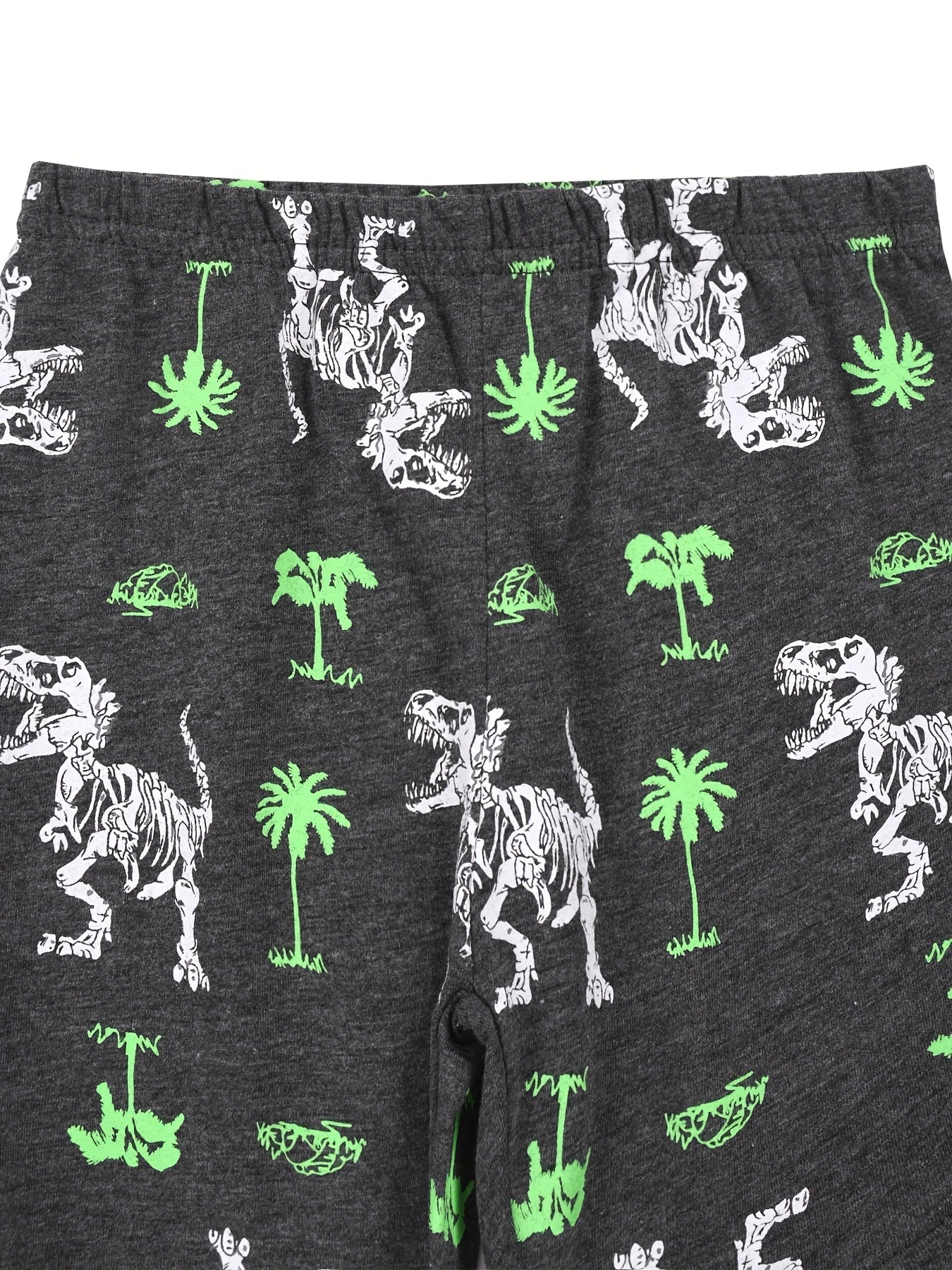 Boys Dino Skull Pajama Set Short Sleeves Crew Neck Homewear