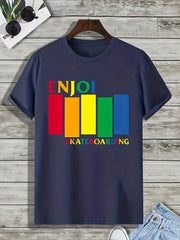 Rainbow Stripe Print Men's Graphic T shirt Casual Comfy Tees For Summer