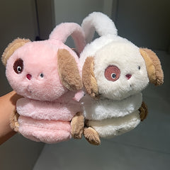 Adorable Cartoon Plush Earmuffs for Women Soft Pink Fuzzy Animal Comfortable Fit