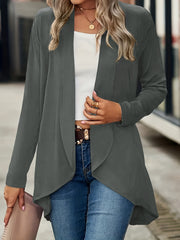 Solid Open Front Cardigan for Women