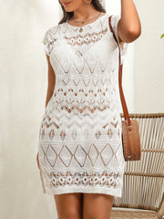 Eyelet Embroidery Split Thigh Cover Up Without Bikini