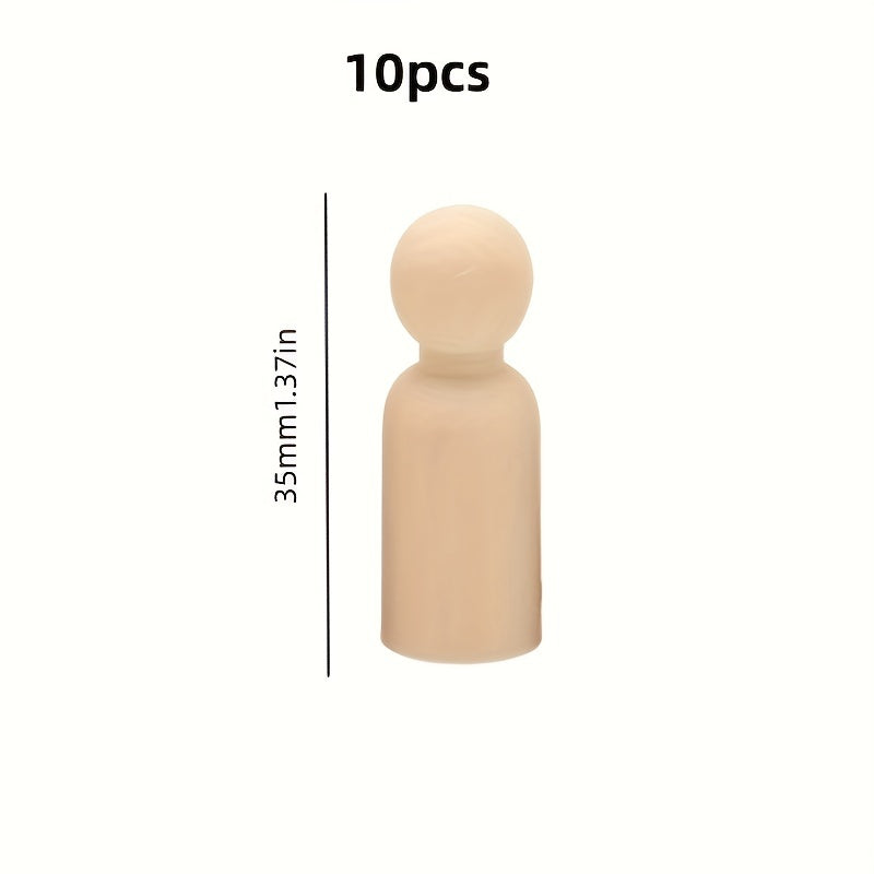 10pcs Wooden Nail Dolls 4.29cm Birch Wood DIY Painting Doll Small World Game