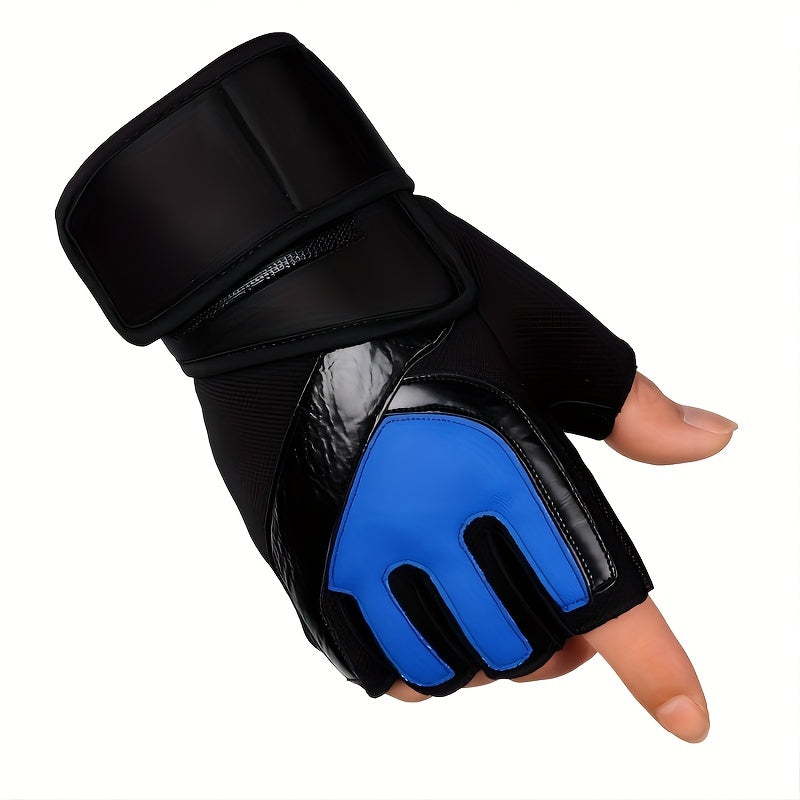 Men's Fitness Gloves Gym Fingerless Gloves With Wristband Weightlifting