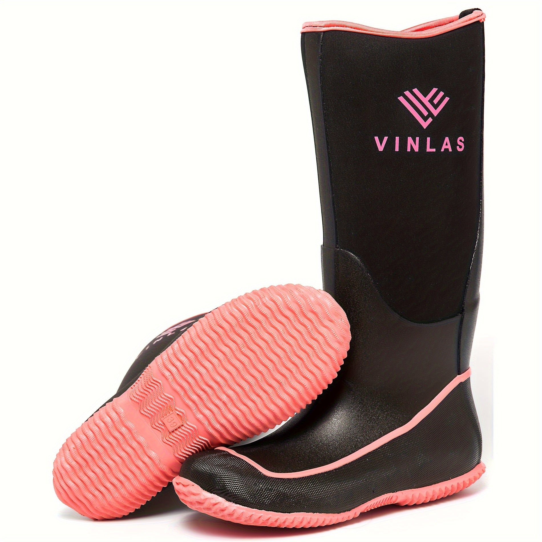 Waterproof Round Toe Rain Boots Non Slip Mid Calf Rubber Water Shoes