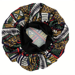 Cartoon Flower Print Satin Bonnet Elastic Hair Cap