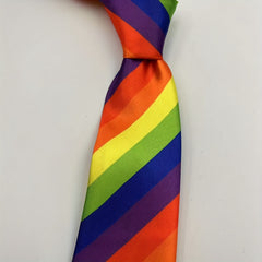 Rainbow Striped Tie Casual Hand Zipper Elastic Necktie For Men