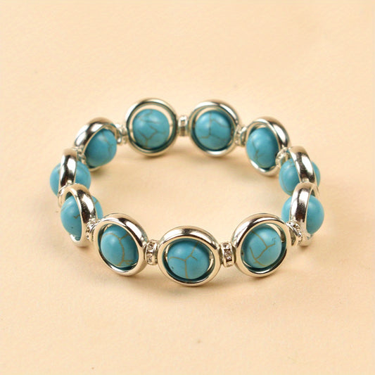 Turquoise Beads Bangle Bracelet Vintage Style Clothing Decor