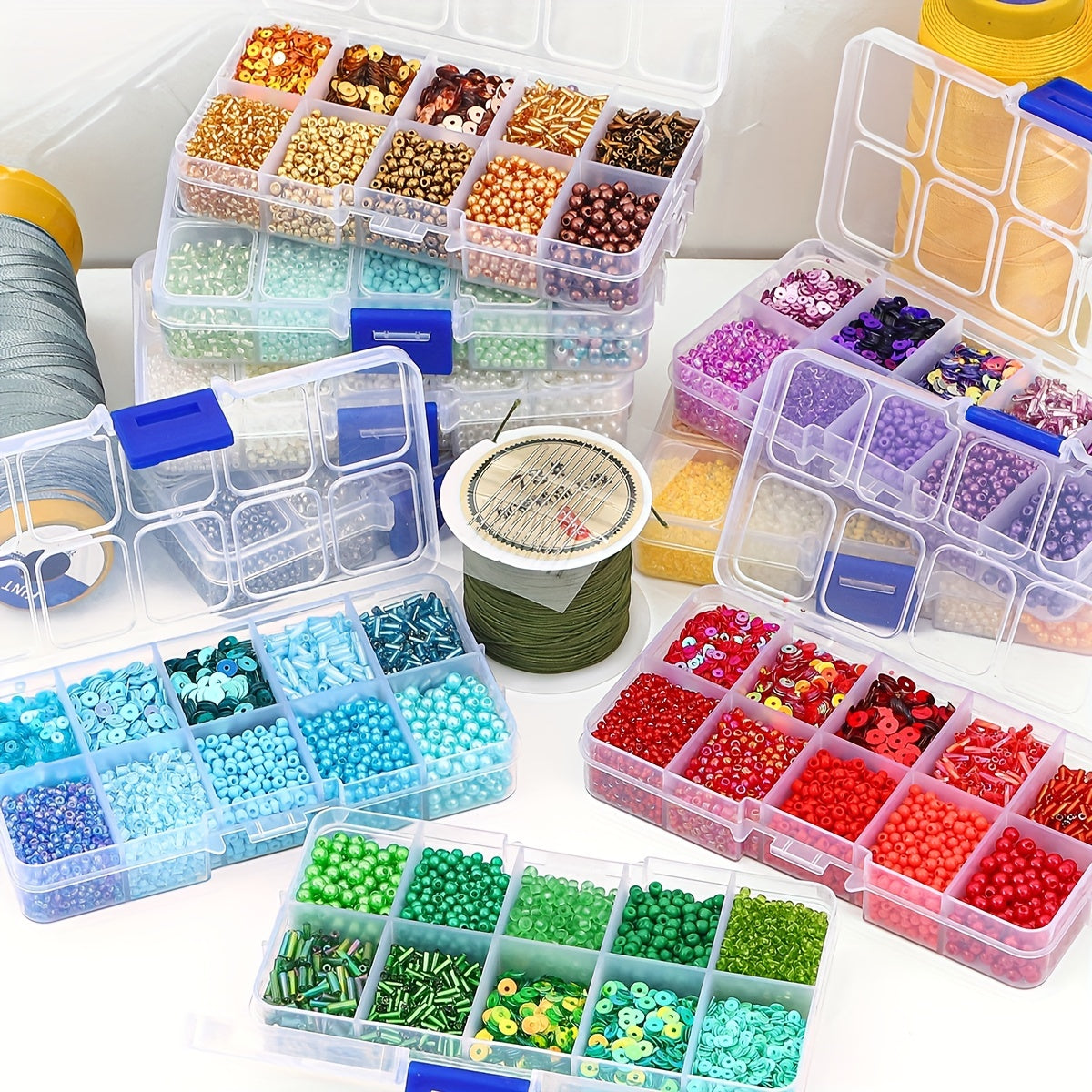 10 Grids Seed Bead Glitter Faux Pearl DIY Jewelry Material Pack