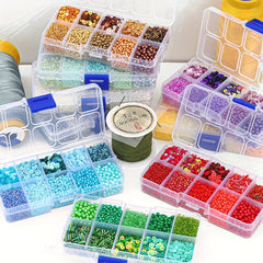 10 Grids Seed Bead Glitter Faux Pearl DIY Jewelry Material Pack