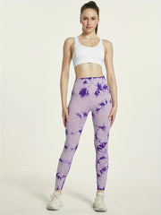 Purple Tie Dye Yoga Pants High Waisted Activewear