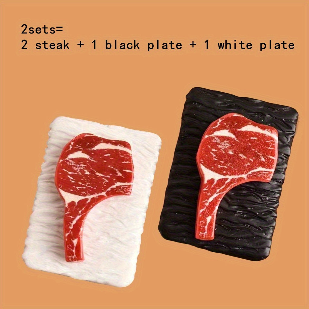 1:12 Dollhouse Steak Model Realistic Resin with Marbling Details DIY Scene Decor