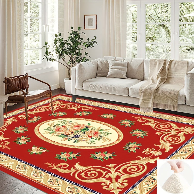1pc Boho Anti Fatigue Kitchen Rugs Red Vintage Absorbent Non Slip Rugs