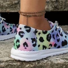 Leopard Low Top Canvas Shoes Lightweight Outdoor Casual Shoes