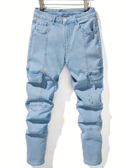 Baggy Pocket Cotton Jeans Men s Casual Loose Fit Stretch Denim Pants
