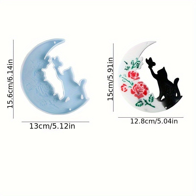 DIY Crystal Epoxy Resin Moon Cat Silicone Mold Star Moon Cat Pendant Casting