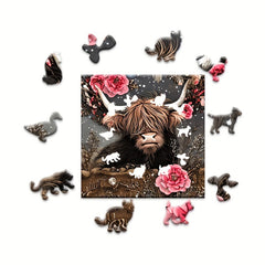 Cow Wooden Jigsaw Puzzle For Advanced Players Special Shapes Creative Birthday