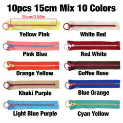 10pcs 3 Resin Zipper Ring Slider DIY Handcraft Sewing Bags Wallet