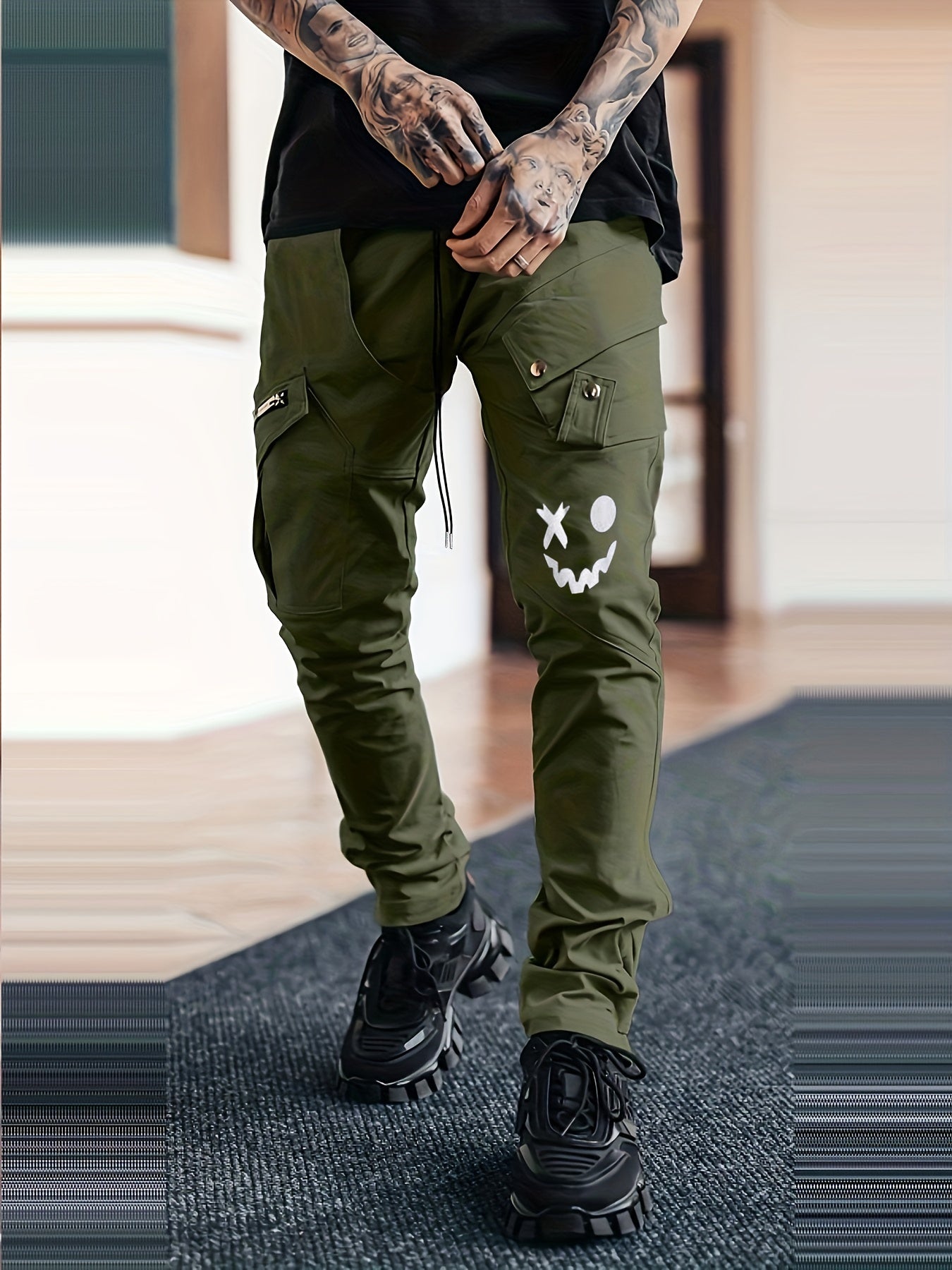 Men's Casual Cargo Pants with Large Pockets