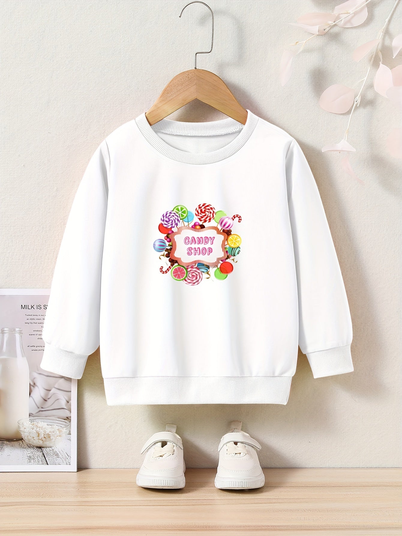 Cartoon Candy Shop Graphic Sweatshirt for Kids