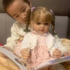22in Reborn Dolls Handrooted Hair Full Vinyl Waterproof Accompany Toy