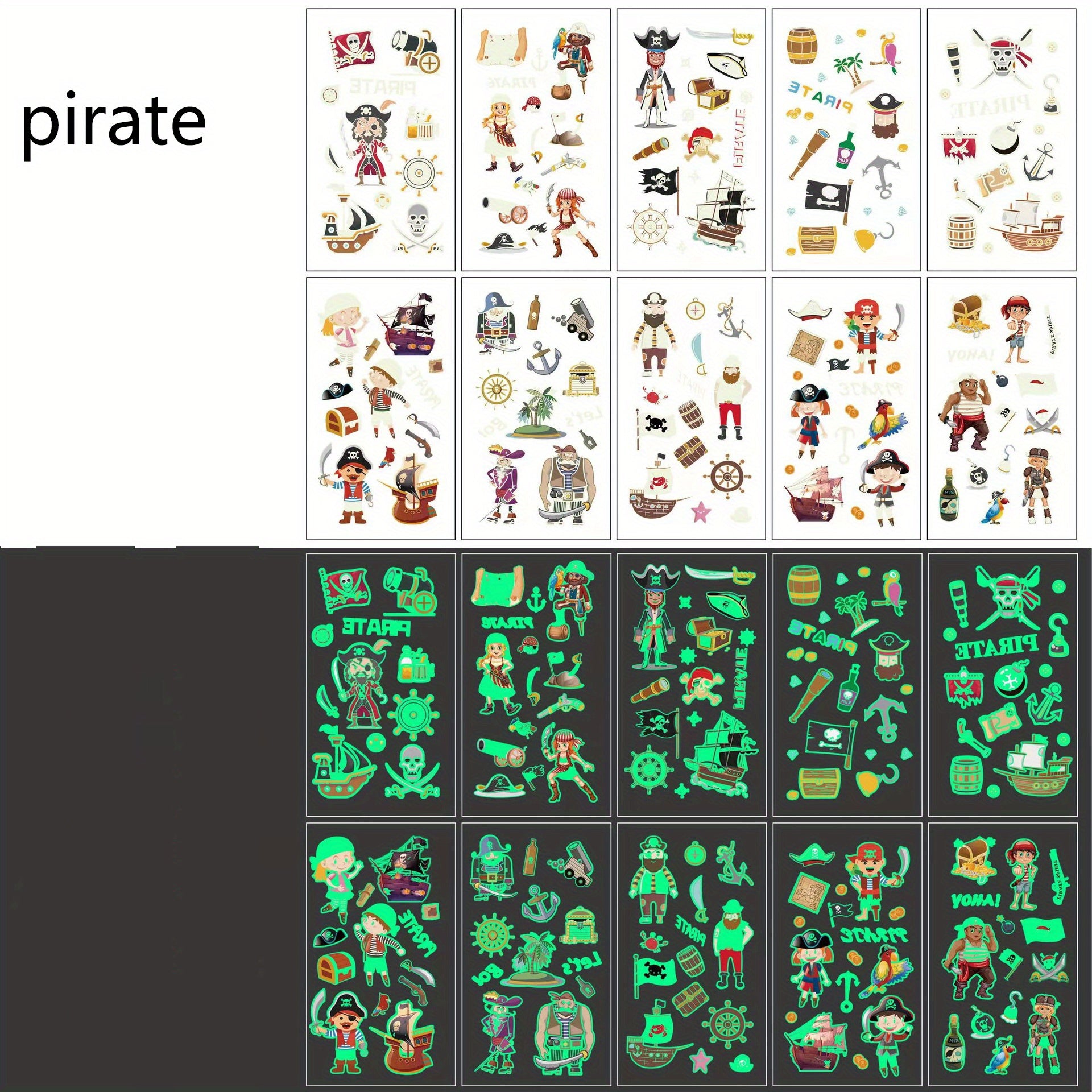 Cartoon Sports Events Temporary Tattoos Unicorns Mermaids Pirates