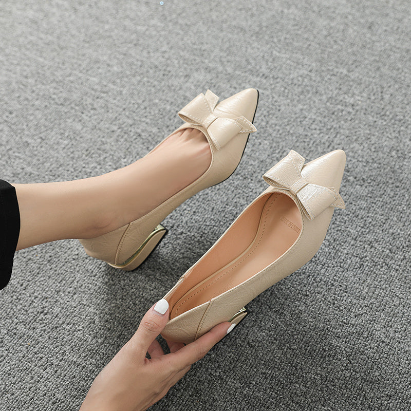 Low Heel Bowknot Slip-On Casual Shoes