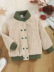 Toddler Fleece Baseball Jacket Corduroy Stand Collar Outwear