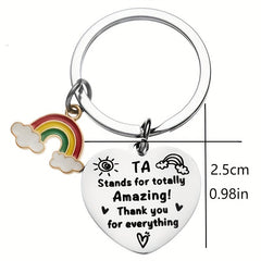 Stainless Steel Graduation Keychain Rainbow Pendant Senior Year Gift