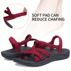 Knit Round Open Toe Sport Sandals Flat Quick Dry Soft Comfortable Slides