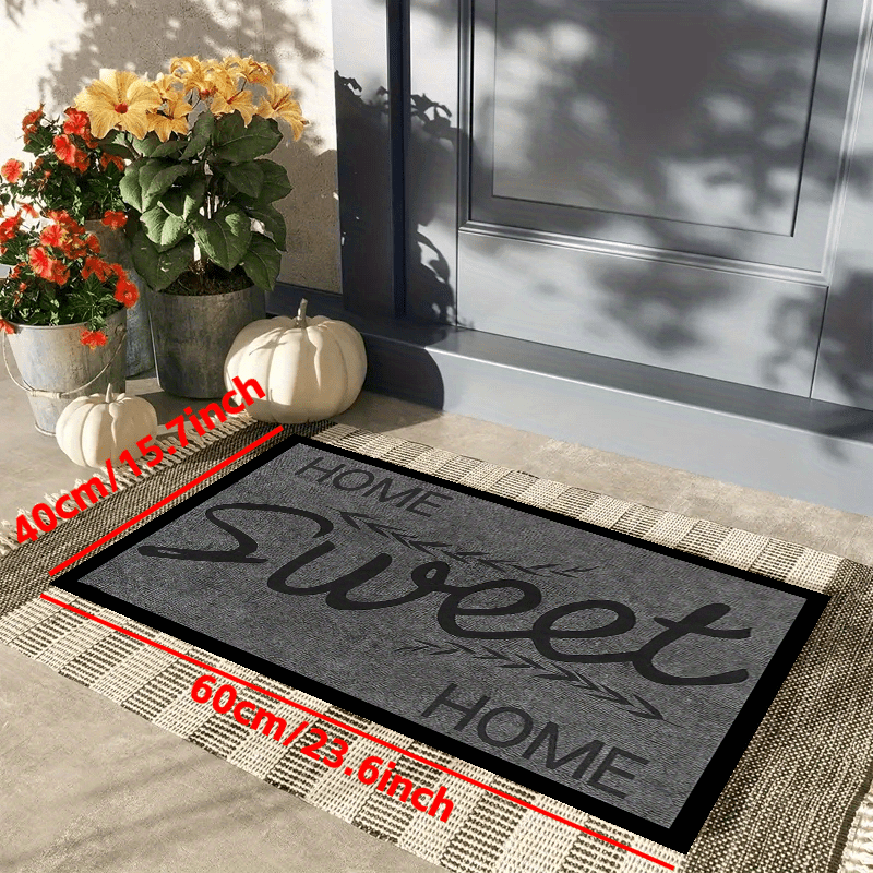 1pc Grey Welcome Doormat Non slip Floor Rug Mat Outdoor Indoor Entrance Mat