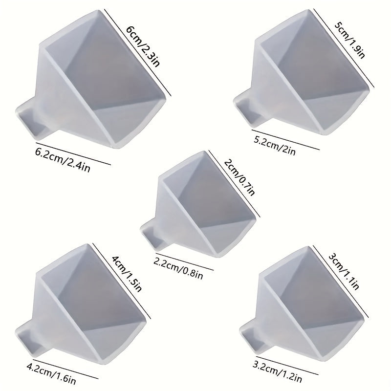 5pcs Pyramid Ornament Silicone Casting Mold Epoxy Resin Home Decor DIY Jewelry