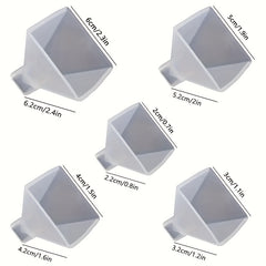 5pcs Pyramid Ornament Silicone Casting Mold Epoxy Resin Home Decor DIY Jewelry