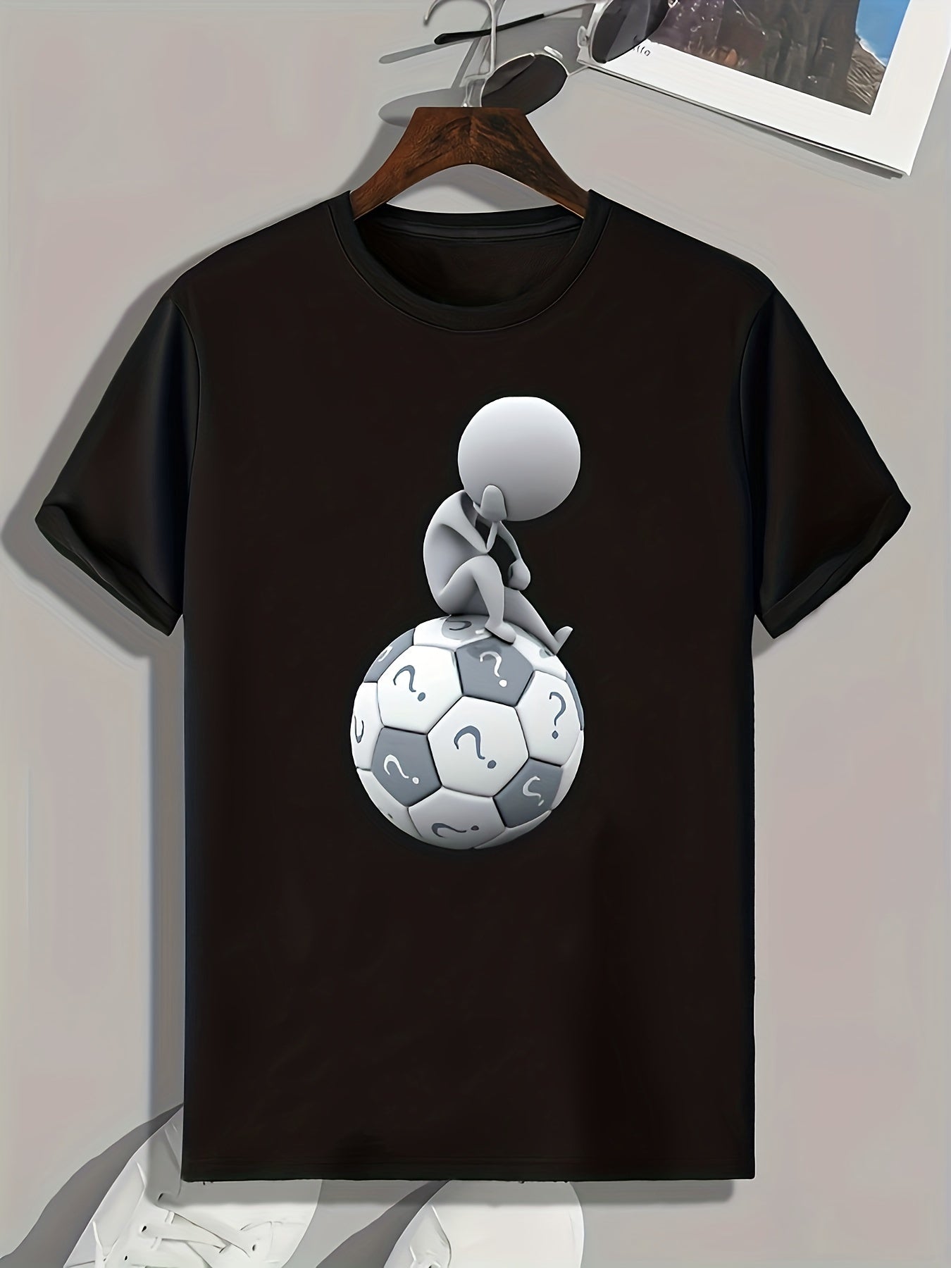 Thinking Pattern Print Men's Comfy Sports T-shirt - Men's Summer Outdoor Clothes