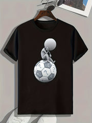 Thinking Pattern Print Men's Comfy Sports T-shirt - Men's Summer Outdoor Clothes