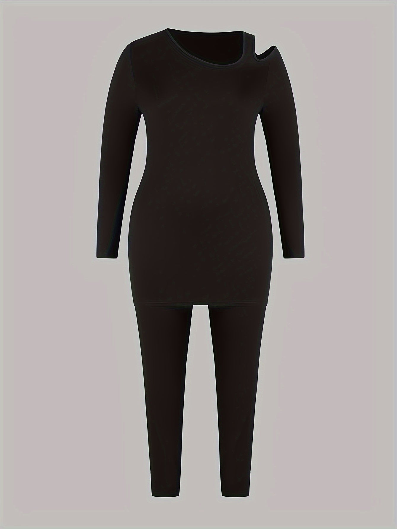 Solid Cut Out Long Sleeve Tee & Leggings 2 Piece Set