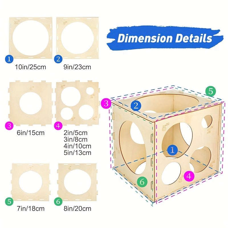 Wooden Balloon Sizer Cube Box Balloons Measuring Box For Birthday Party Balloon