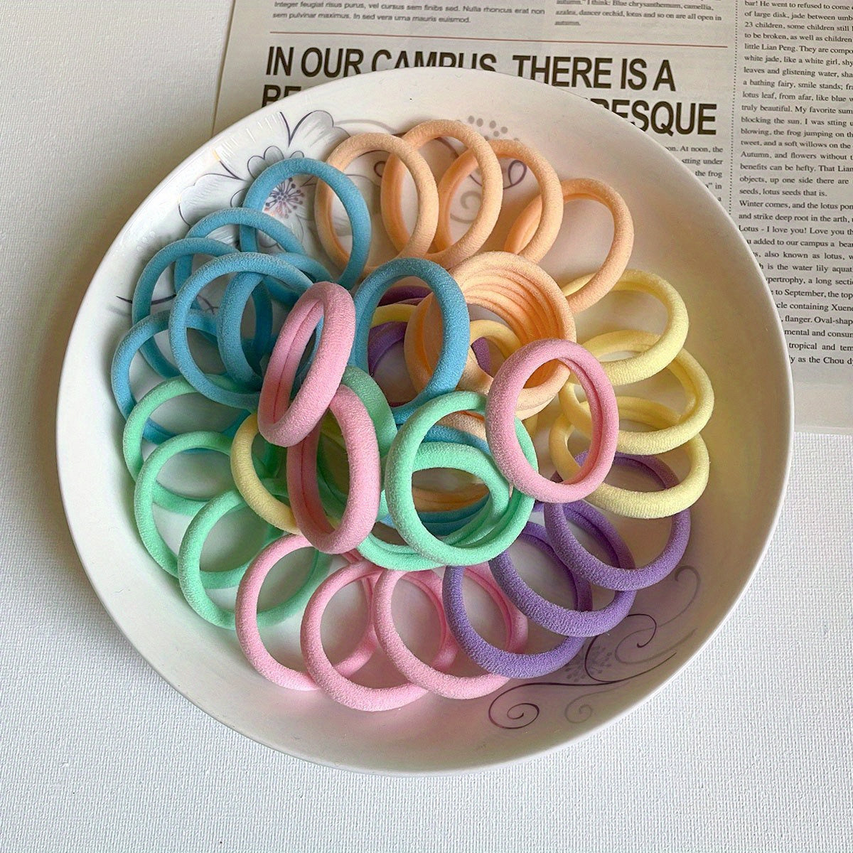 50pcs Elastic Hair Ties Hair Accessories For Woman Braids Ponytails Pain-Free
