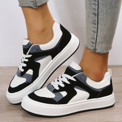Colorblock Flat Sneakers Round Toe Low Top Sports Shoes