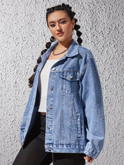 Retro Denim Jacket Women's Long Sleeve Button Up