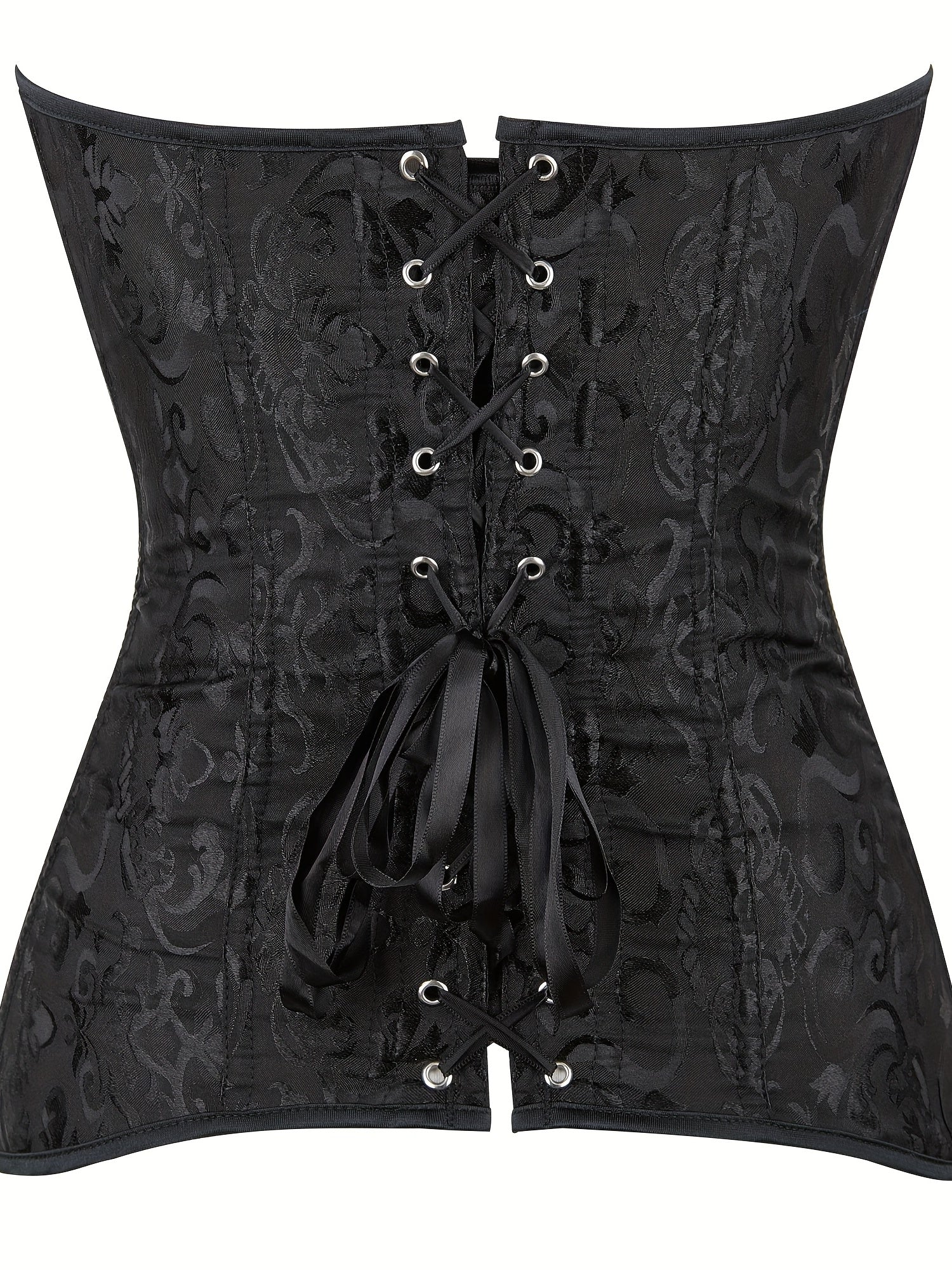 Strapless Corset Bustier Lace Up Jacquard Body Shaper Women's Lingerie