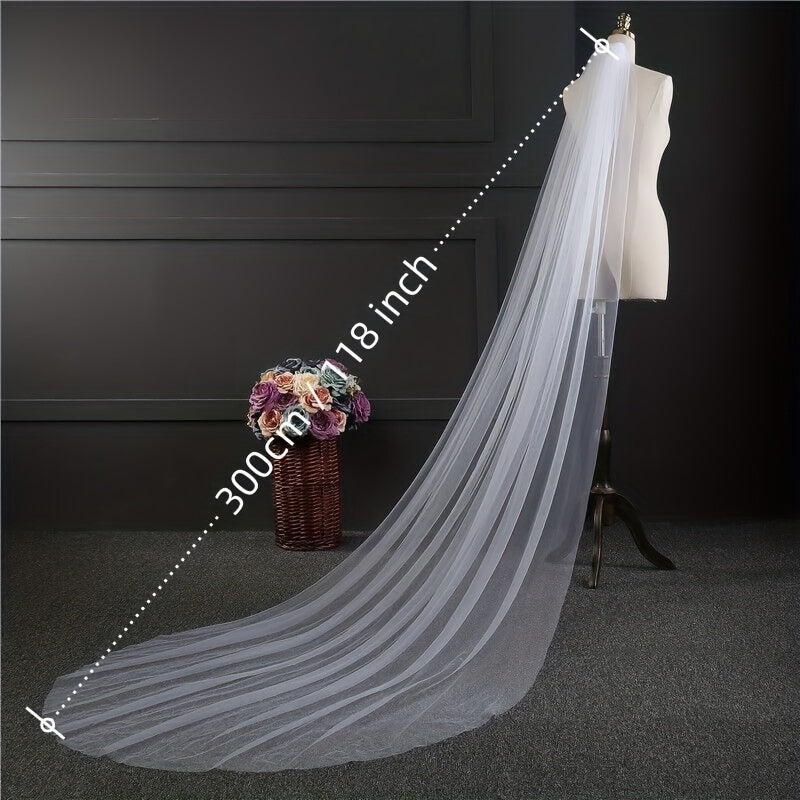 Ivory Bridal Veil With Comb Cathedral Style Long Veil Wedding
