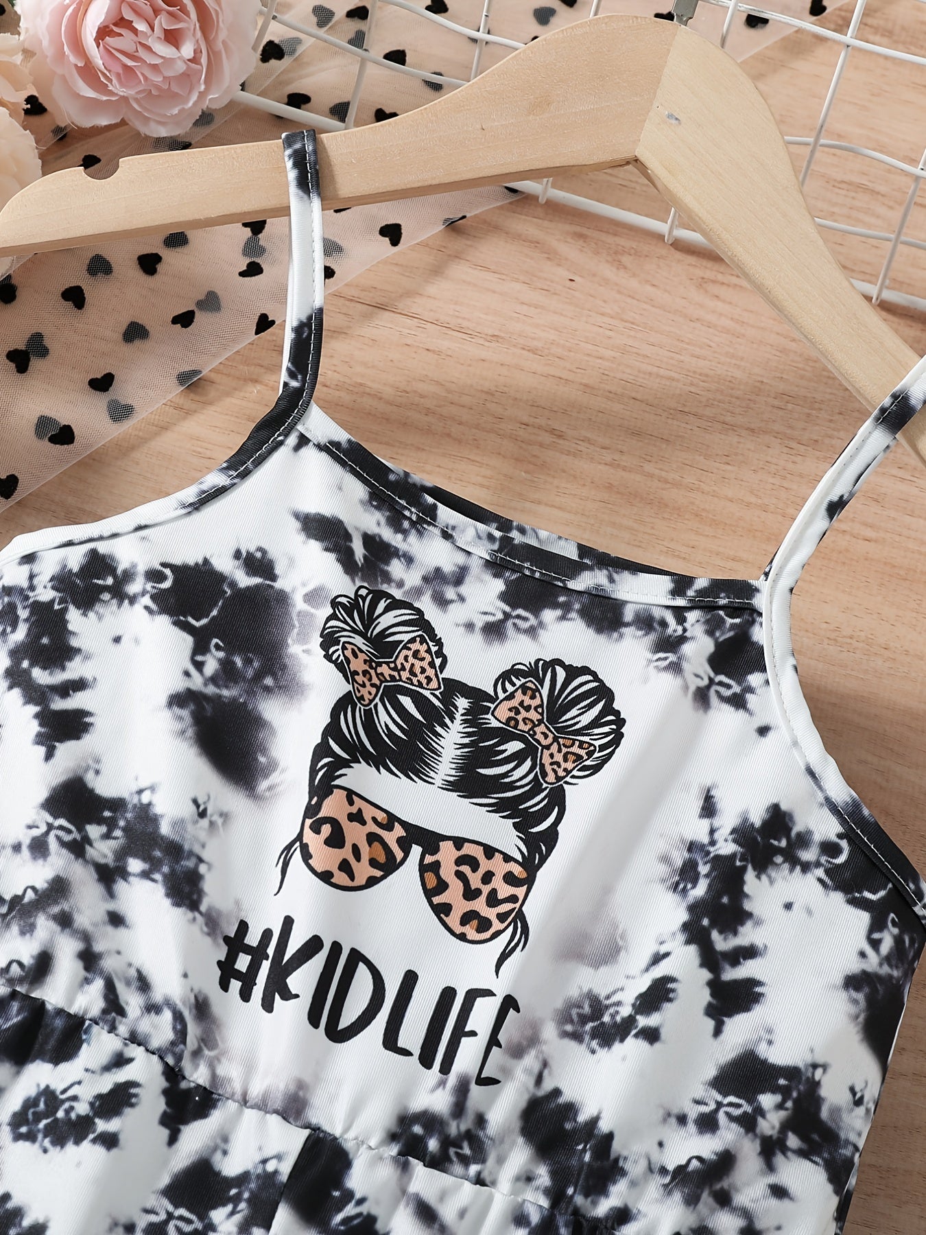 Spaghetti Tie Dye Shorts Jumpsuit For Girls