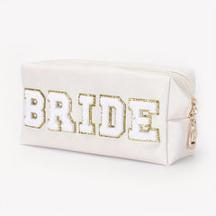 Chenille Patch Cosmetic Toiletry Bag with Zipper Pouch